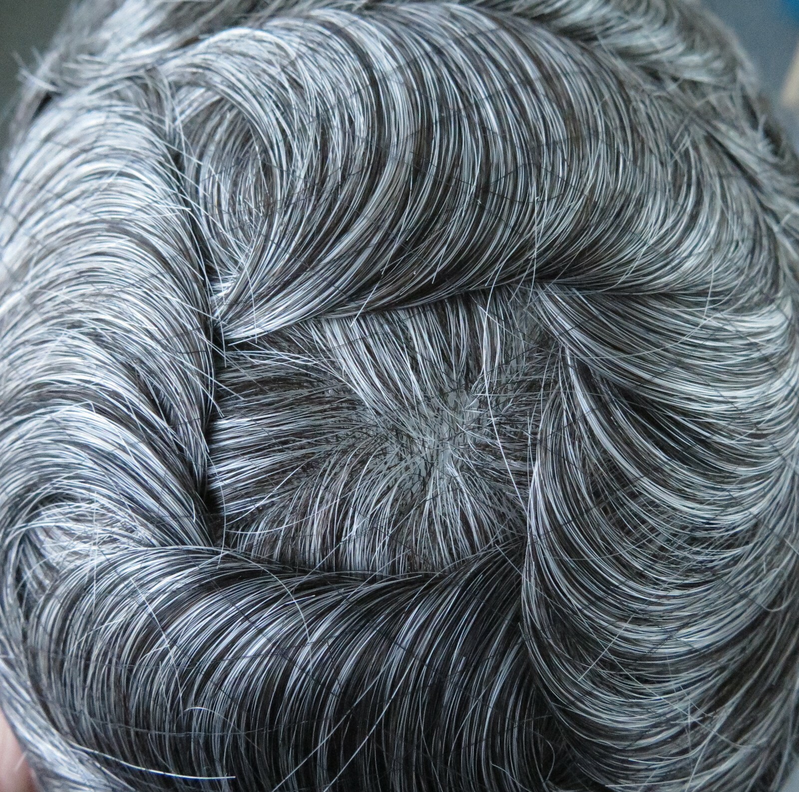 Natural Mens Toupee Hair Replacement System Super Thin Skin V Looped NG #1B50