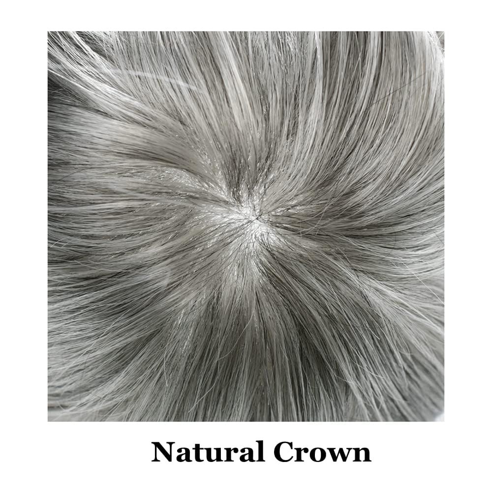 Mens Toupee HumanHair Systems Full Poly Thin Skin HairPiece Replacement SystemUS
