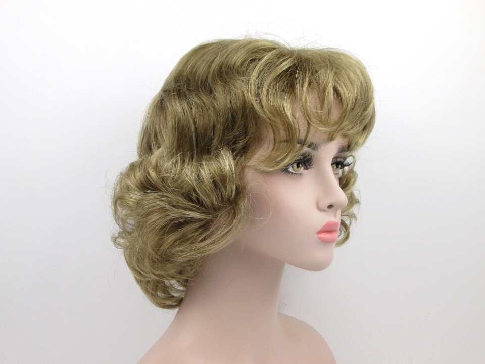 WOMEN SHORT COLLAR-LENGTH GYPSY PAGE LOOSE CURLS CURLY WIG HANNAH GOLDEN GIRLS