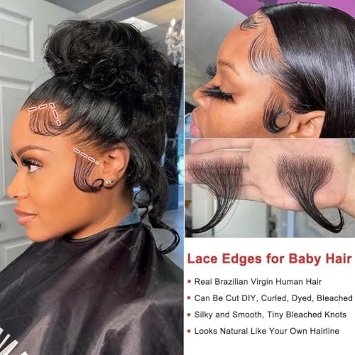 Edges Hair HD Lace Strips for Women – Reusable 4 Pcs (I+V) Natural Black