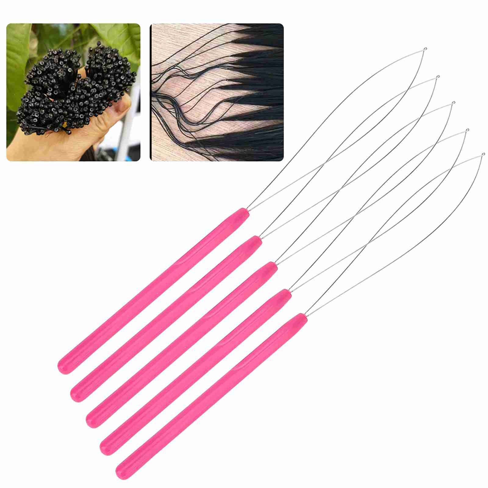 Plastic Handle Pulling Loop Needle Lightweight Hair Extension Tool For Easy
