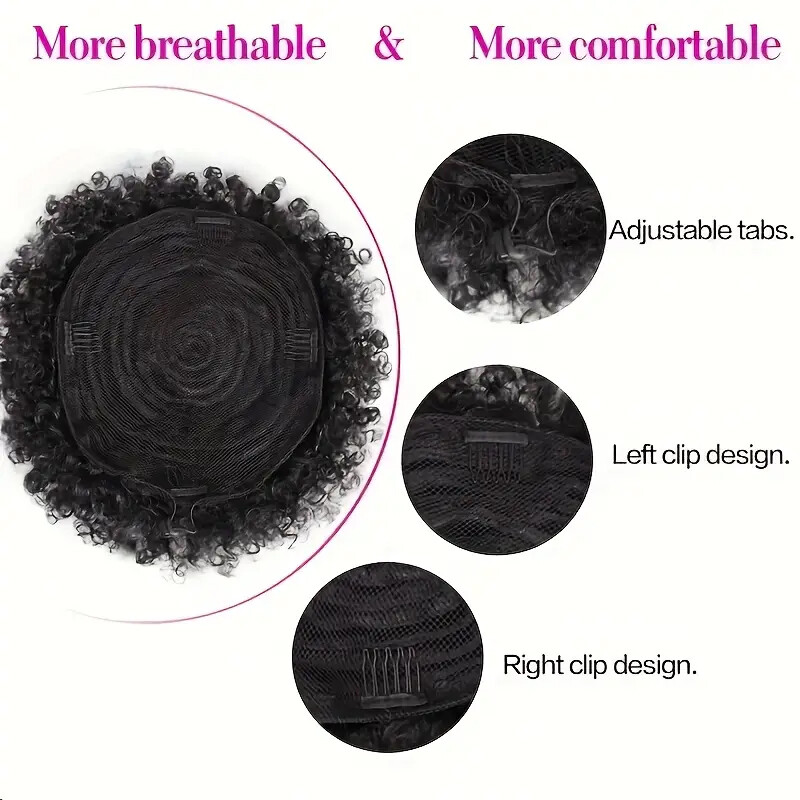 Clip in Human Afro Puff Drawstring Ponytail Bun Scrunchie Updo Chignon Hairpiece