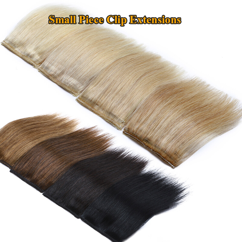 Small Piece Clip In Human Hair Extensions Hairpiece Weft Short Mini Pad 4-12Inch