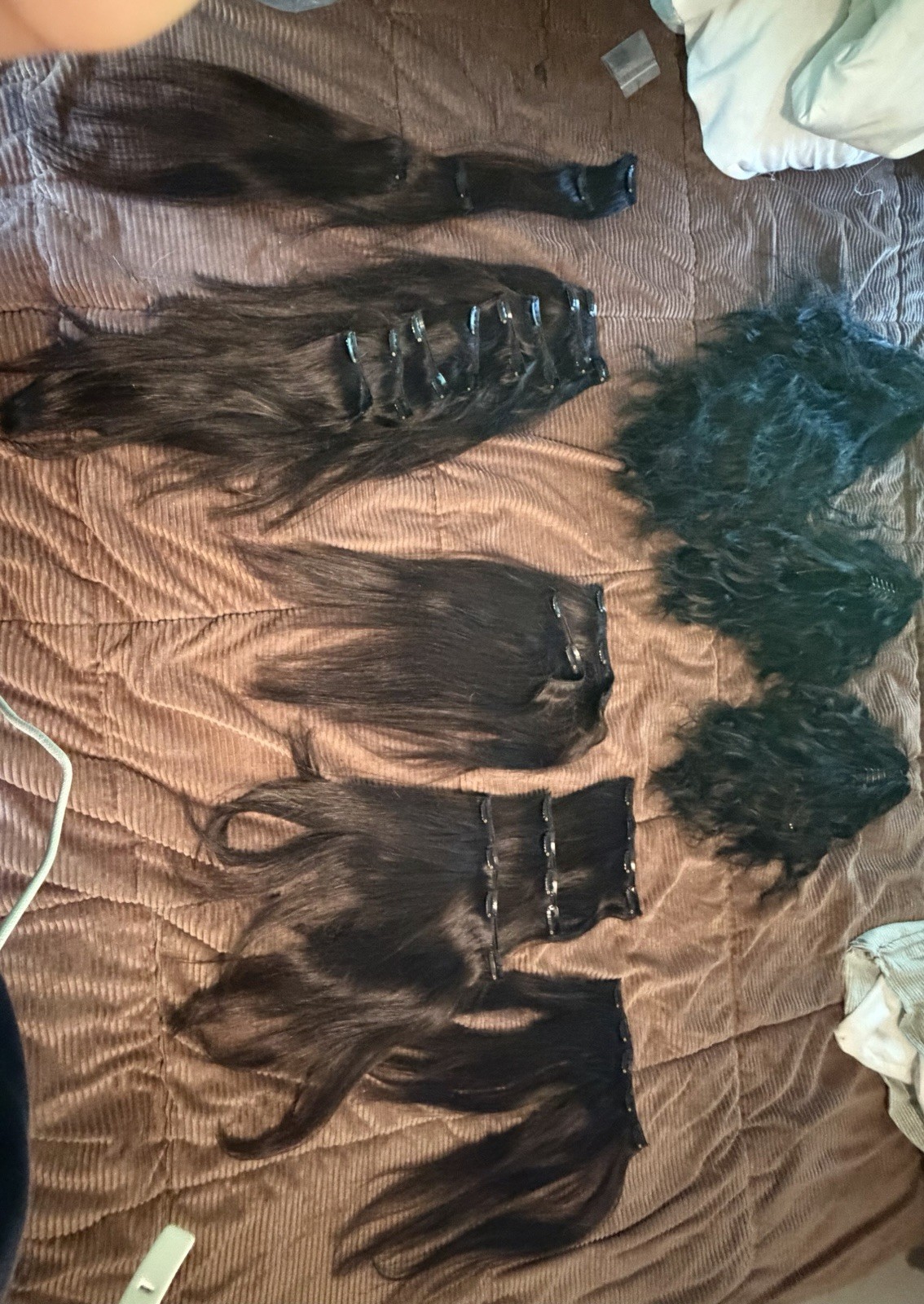 Remy Human Hair Clip In Extensions 1B Black 14 Inches Long 19 Pieces