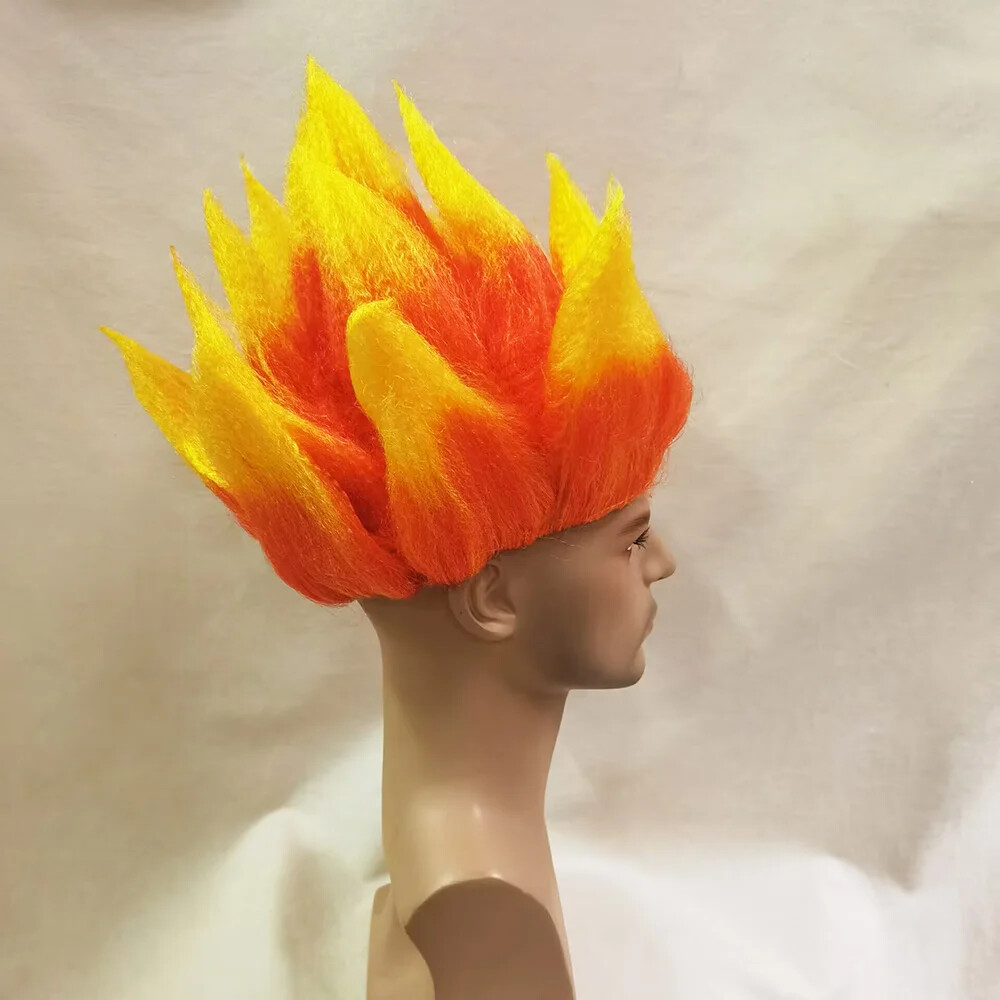 Anger Wig Flame Fire Wig Short Red wig Red Ombre Wig for Men Women Cosplay