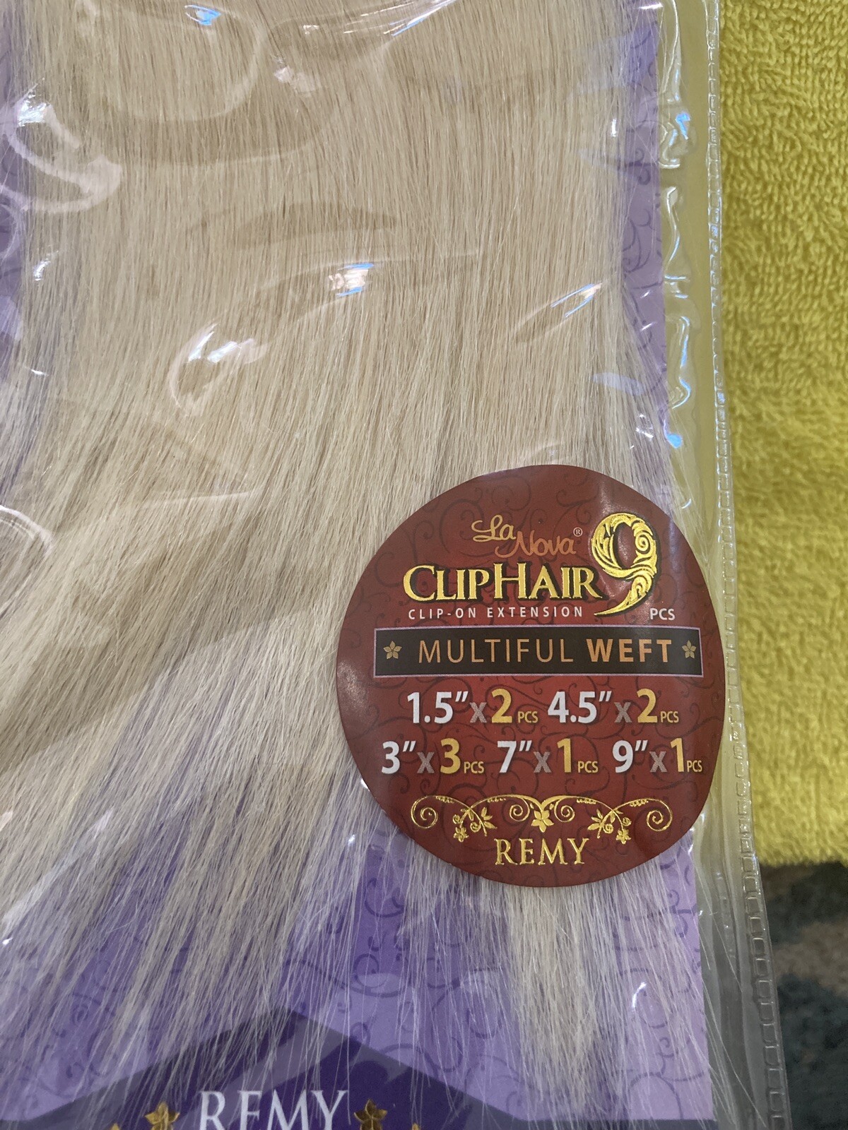 9 pcs Clip on Extensions 100% Remy Human Hair Silky Straight 18″ Color # 613