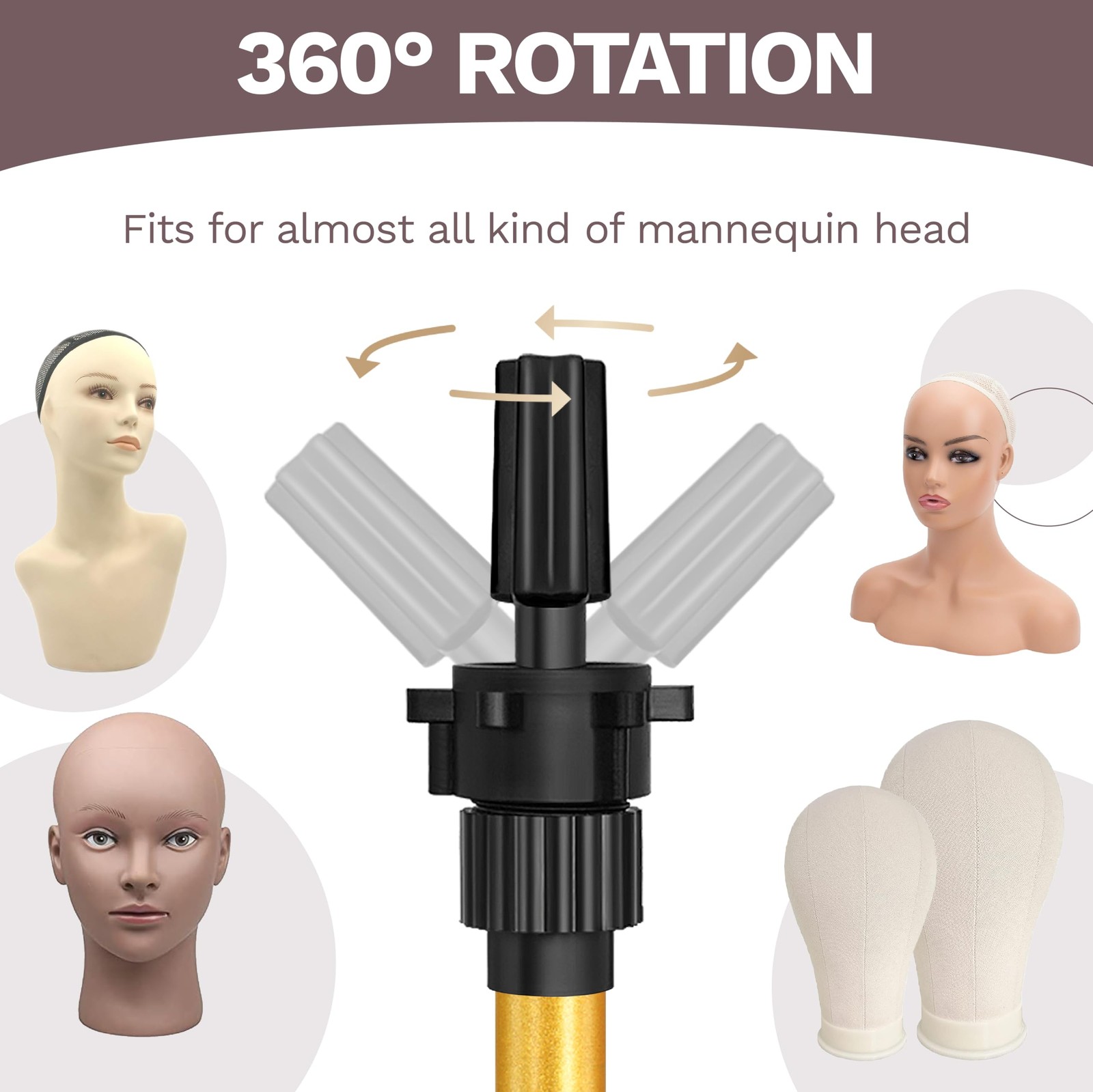 ZQIAN BEAUTY Wig Stand Tripod 50 Inch Metal Mannequin 50 Inch, Golden
