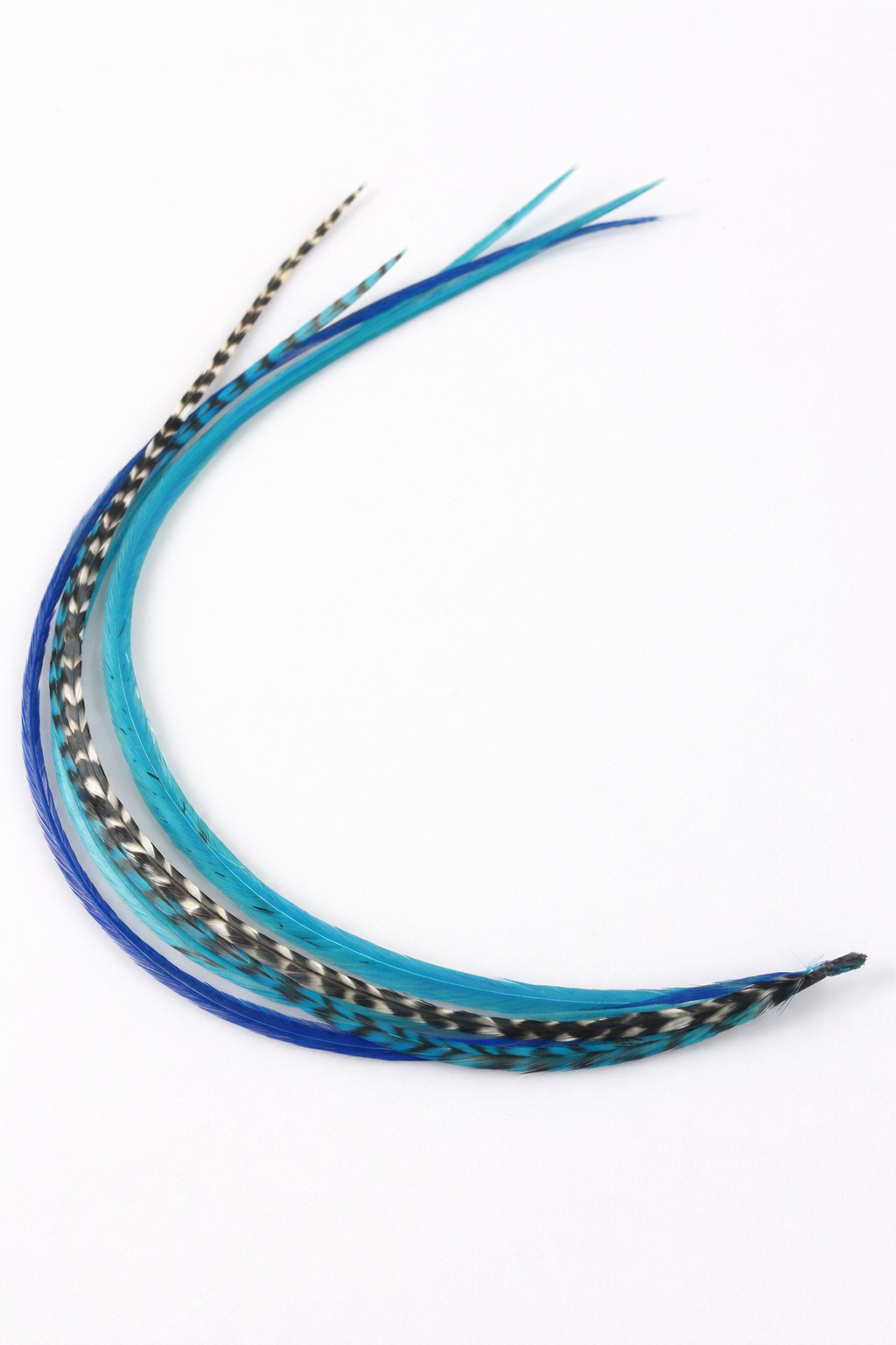 7-10 in Length 5 Beautiful Ocean Blue Feathers Bonded At the Tip for Hair Extens