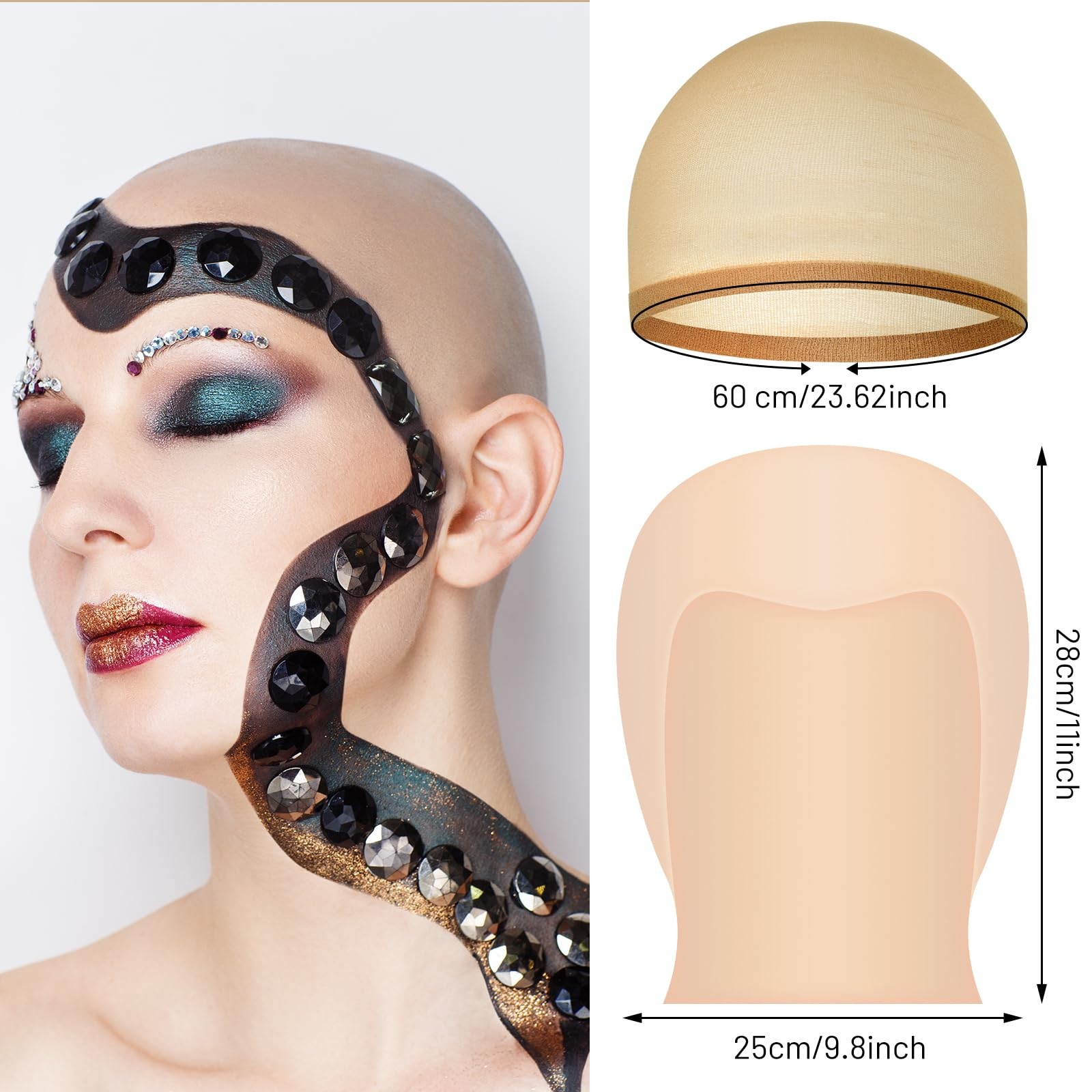 2/4/6/8 Pack Halloween Bald Cap for Woman, Makeup Latex Bald Caps Nylon Bald …