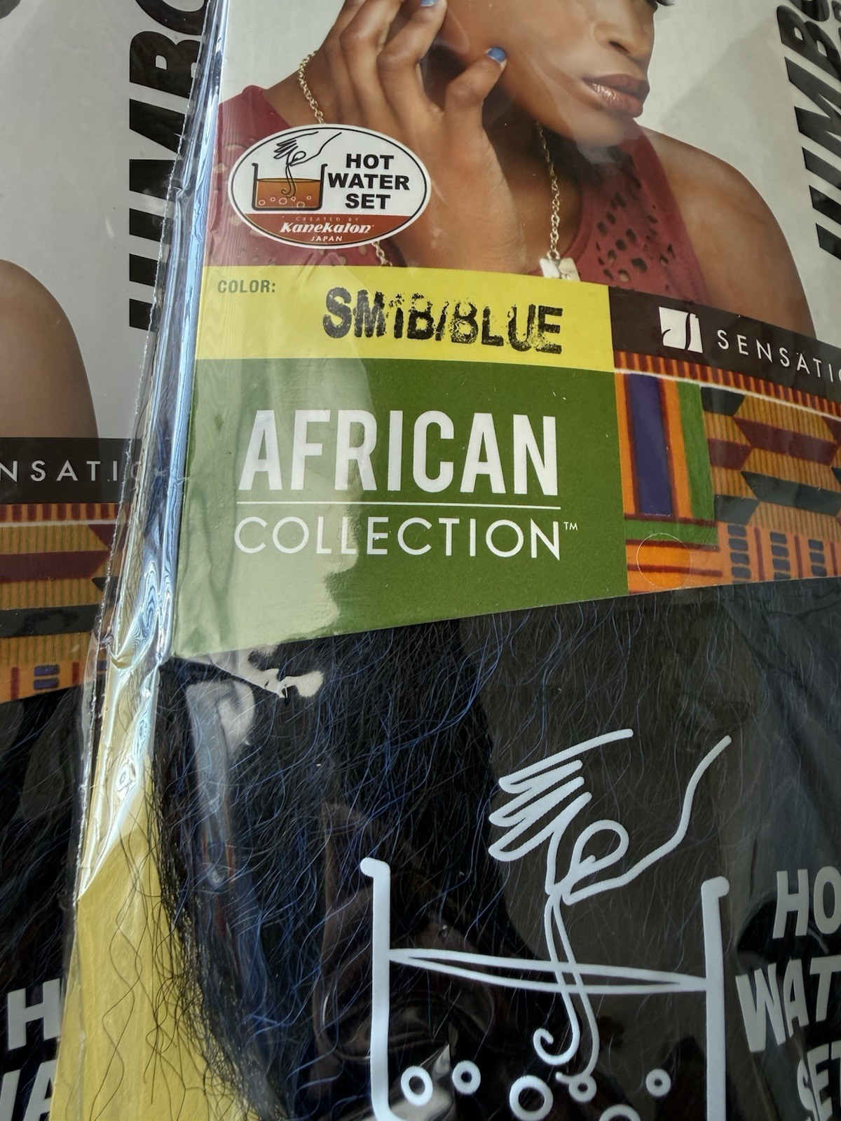 3 Pk Lot. kanekalon Jumbo braiding hair. New. Black & Blue.