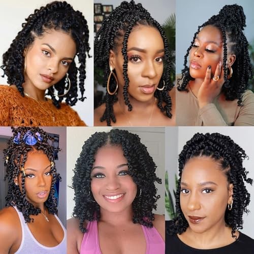 8 Packs Passion Twist Crochet Hair 10 Inch Pre Twisted 10 Inch (Pack of 8) 1B#