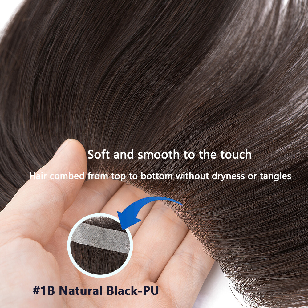 Lace PU Skin Cover-up Front Hairpiece Hand-Tied Hairline Real Human Hair Patches