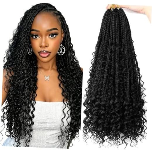 20 Inch Goddess Box Braids Crochet hair for Black Women 20 Inch (Pack of 8) 1B