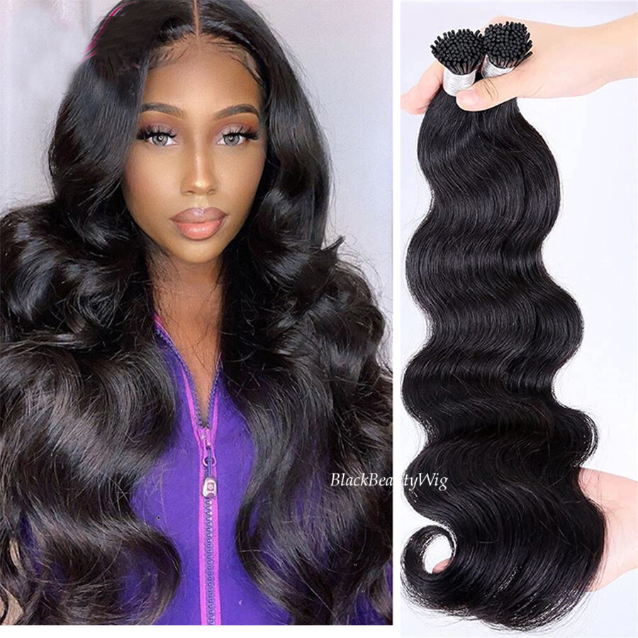Body Wave I Tip Human Hair Extension Long Wavy Brazilian Stick I Tip Hair 100Pcs