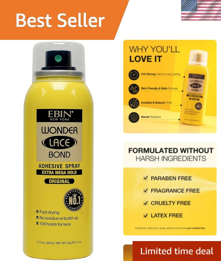 Wonder Lace Bond 2.7oz: Extra Mega Hold Wig Adhesive Spray for All-Day Finish