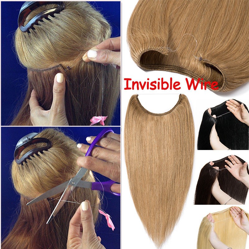 16-28inch good Remy Human Hair Hidden Invisible Wire Hair Extensions thick