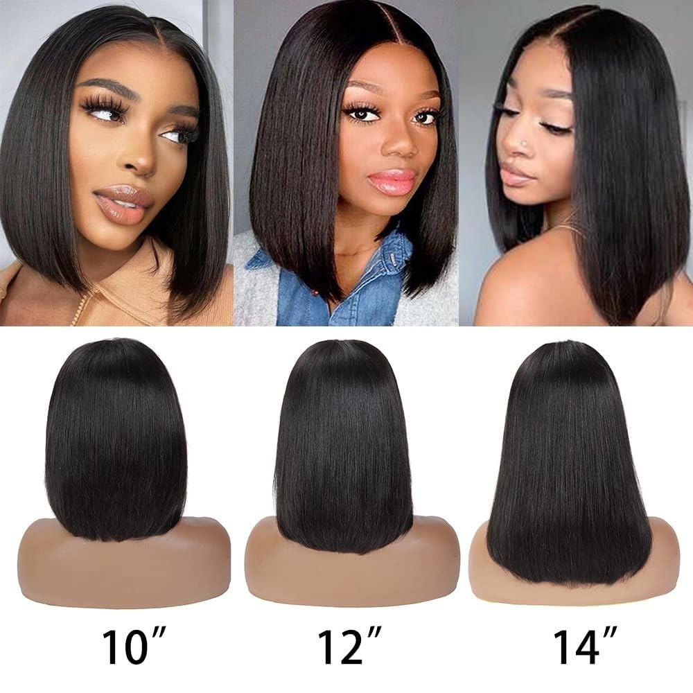 Bob Wig Straight Glueless Wigs Human Hair Pre Plucked Pre Cut 4×4 Lace Front Wig