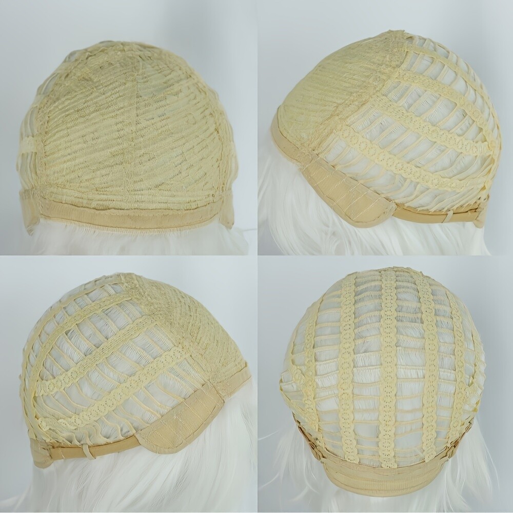 Men Silver White Wig Short Straight Synthetic Anime Hair High Temperature Fiber