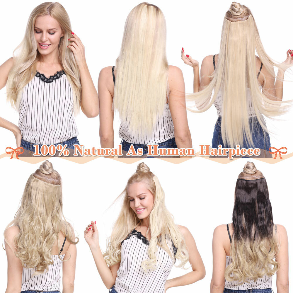 US CLEARANCE 1Pcs Real Natural Clip in Hair Extensions Full Head Long as Human