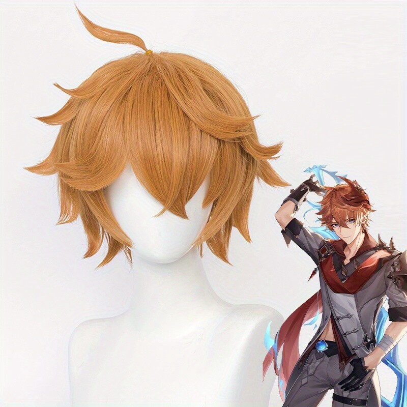 Men Silver White Wig Short Straight Synthetic Anime Hair High Temperature Fiber