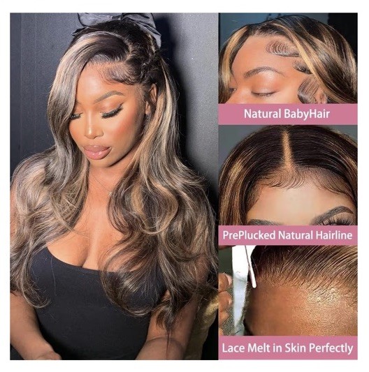 Human Hair Lace Front Wig 28” HD Ombre Body Wave New