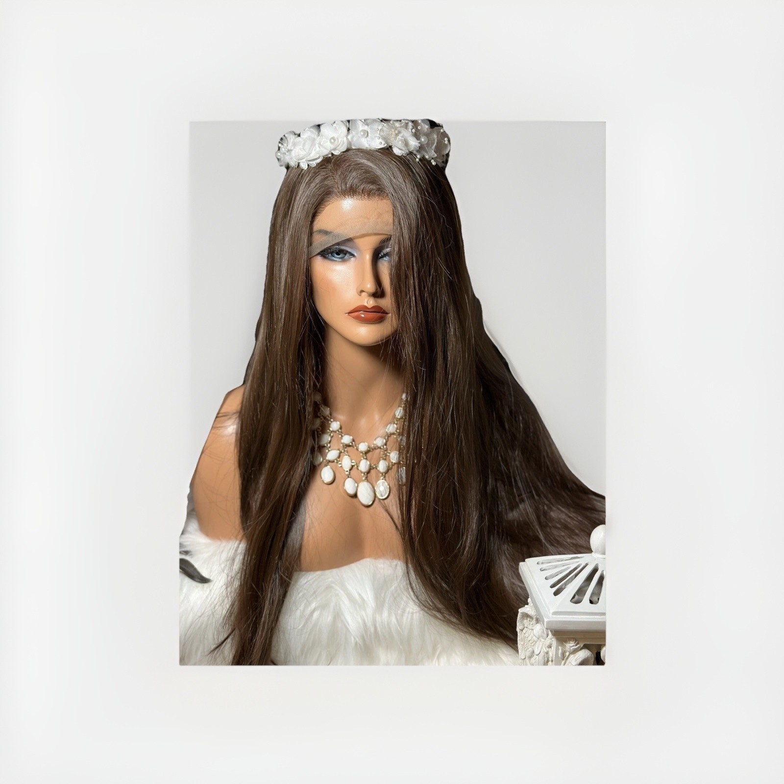 Stunning! 30” Ash Brown, Whole Lace, Top, FREE PART Wig!