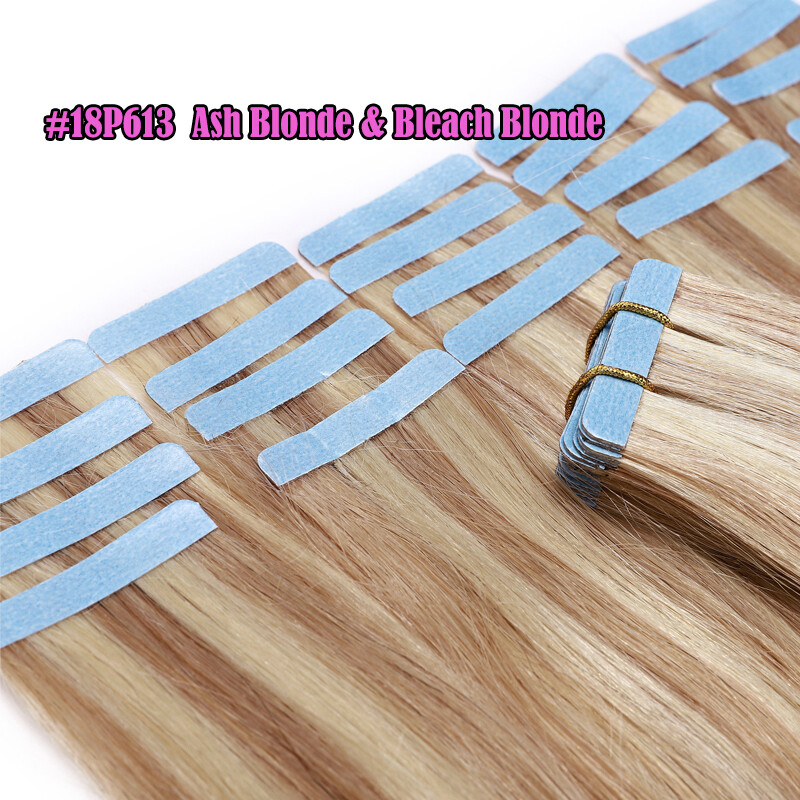150g+ Tape In Real Human Hair Extensions Remy Full Head Black Brown Blonde Ombre