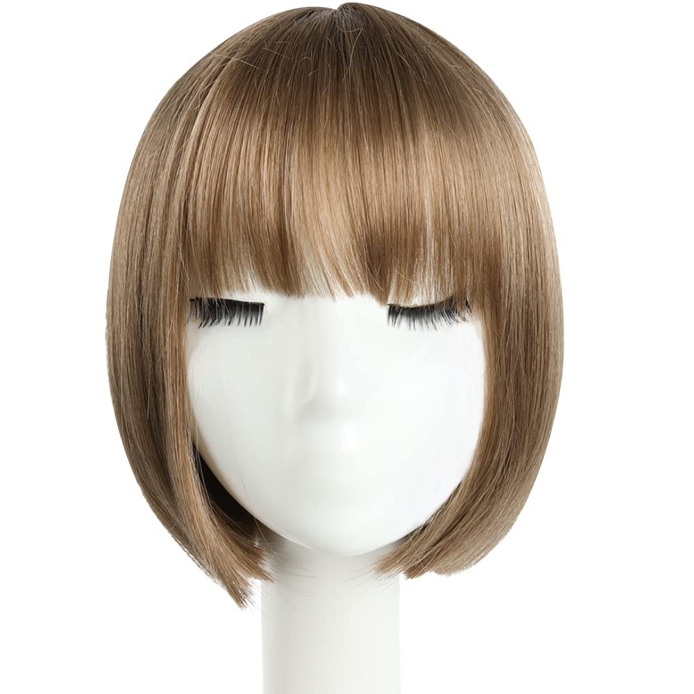 Hspjhtm Bob Wig Blonde Short Wigs Flame Retardant 10 Straight Silky Fluffy