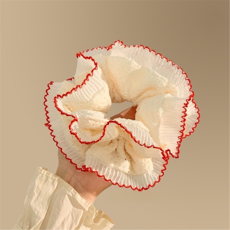 Elegant Hair Tie Double Layer Lace Scrunchy French Aesthetic Elastic Scrunchies