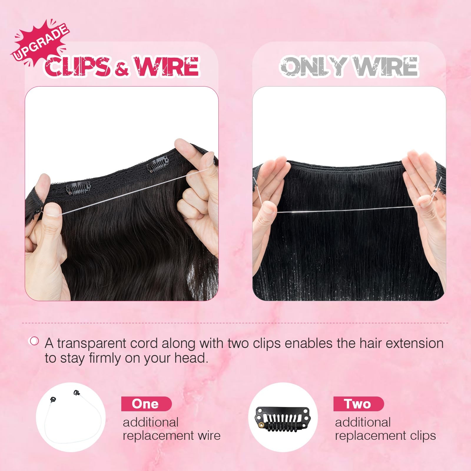 Halo Hair Extensions Real Human Hair My-Lady Adjustable Halo Extensions Real
