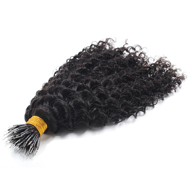Kinky Curly Nano Ring Human Hair extension Microlink Curly I Tip Hair 100Pcs