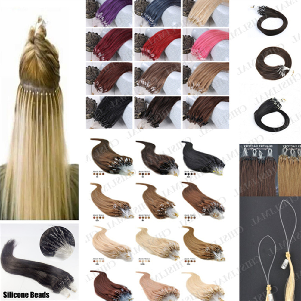 8A 50/100S Double Drawn 100% Remy Human Hair Extensions Loop Micro Ring Beads
