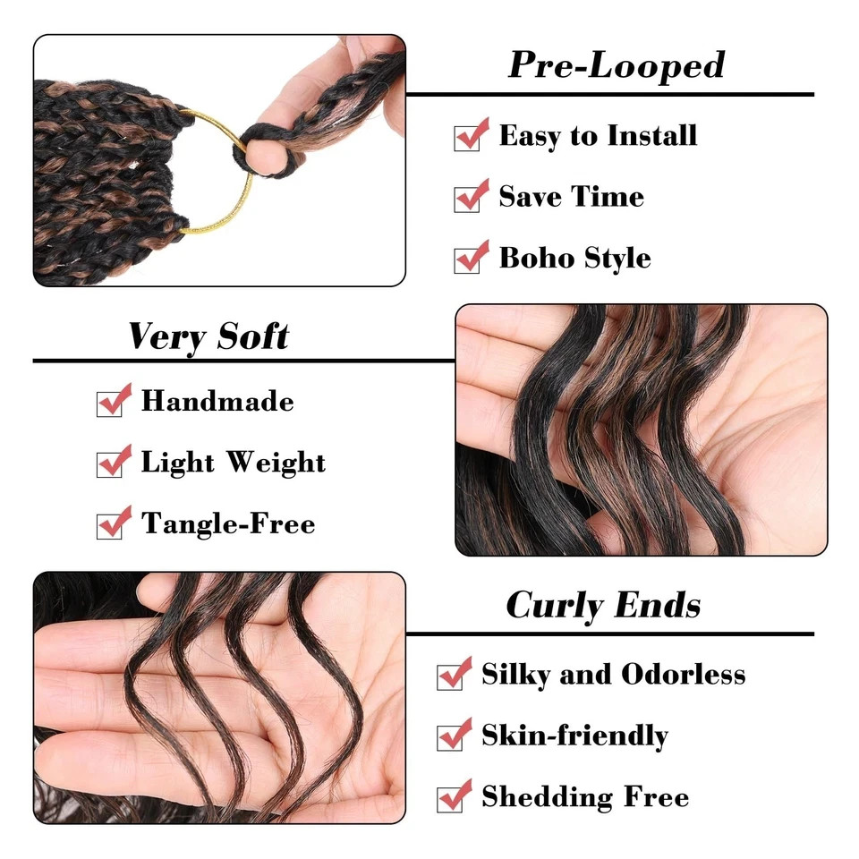 Leeven Pre Looped Ocean Wave Crochet Hair 14 Inch 8 Packs Short Curly Crochet…