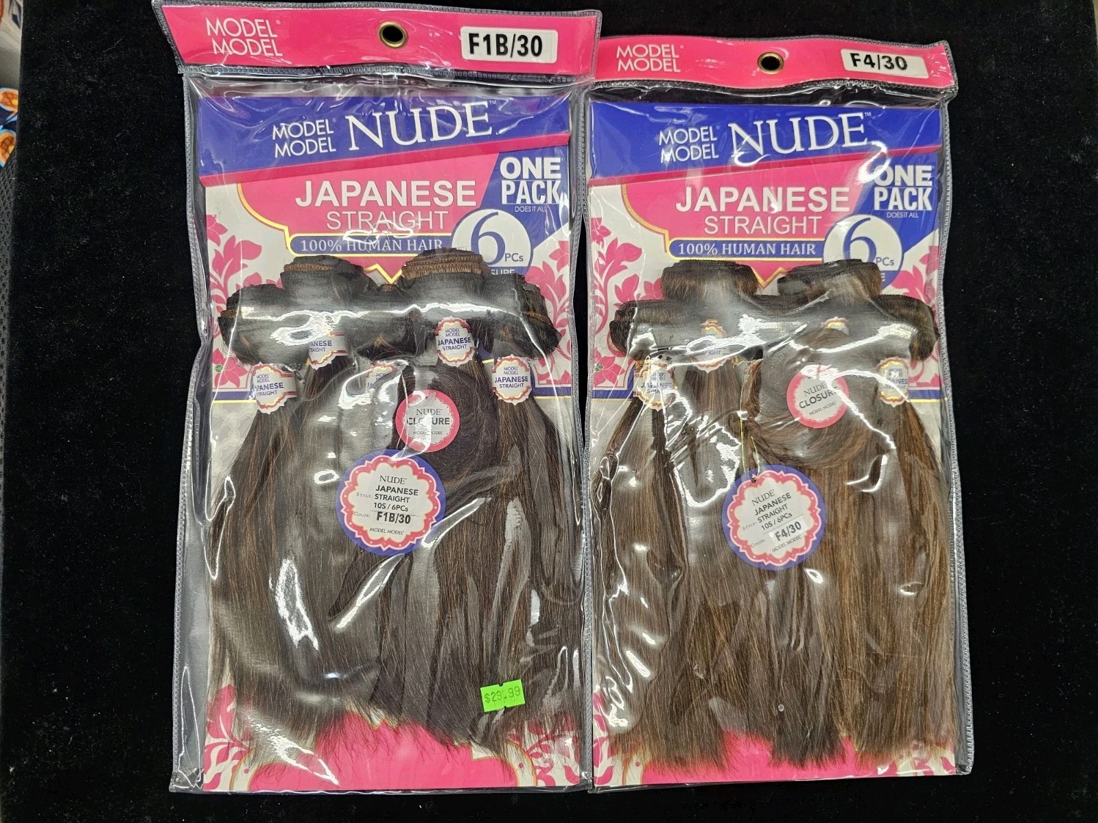 2 Pack- Model Model Nude Japanese Straight 100% HH 6 Pcs Color 1B/30 And F4/30