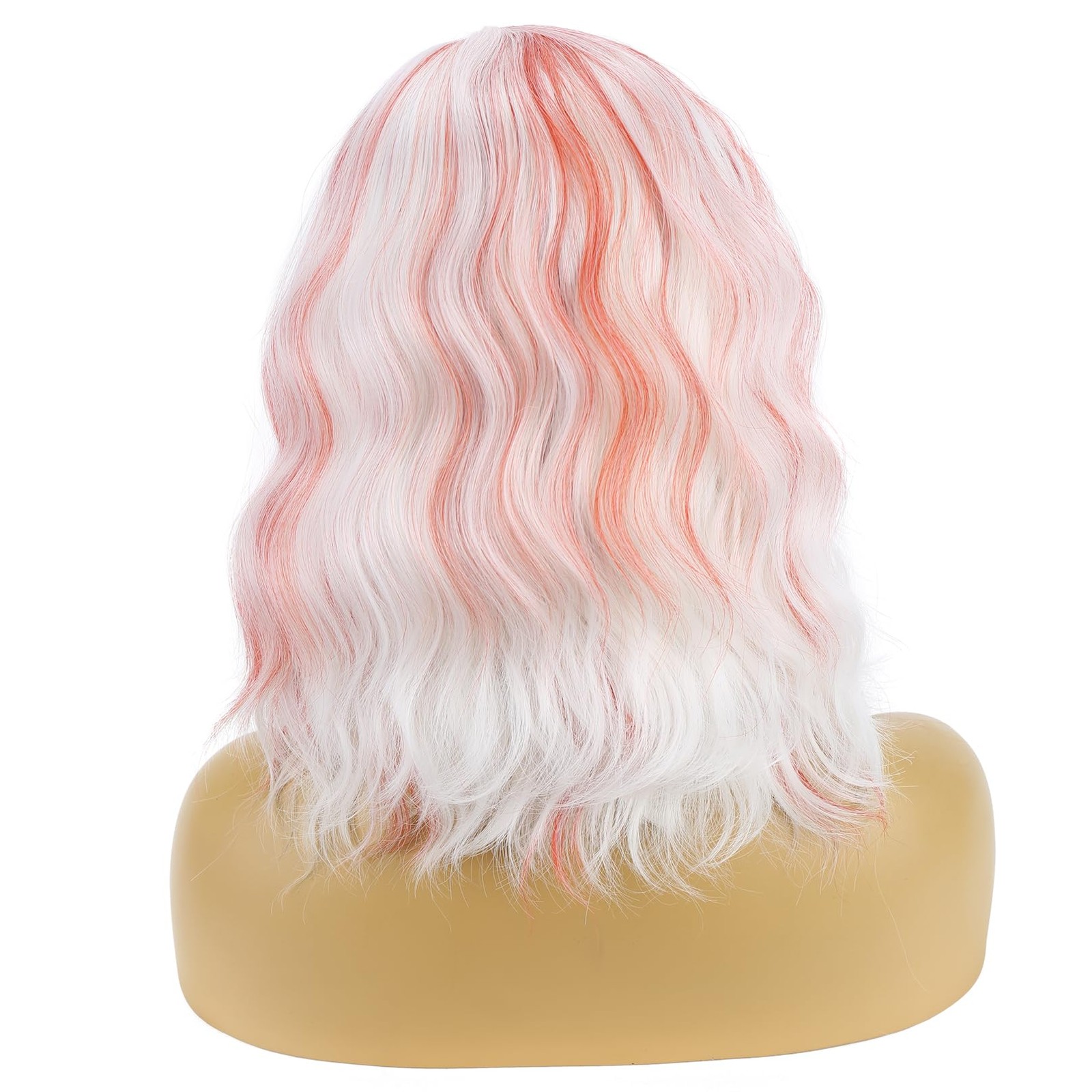 Beron White And Red Short Curly Wave Wigs For Women Girls White Highlights Red