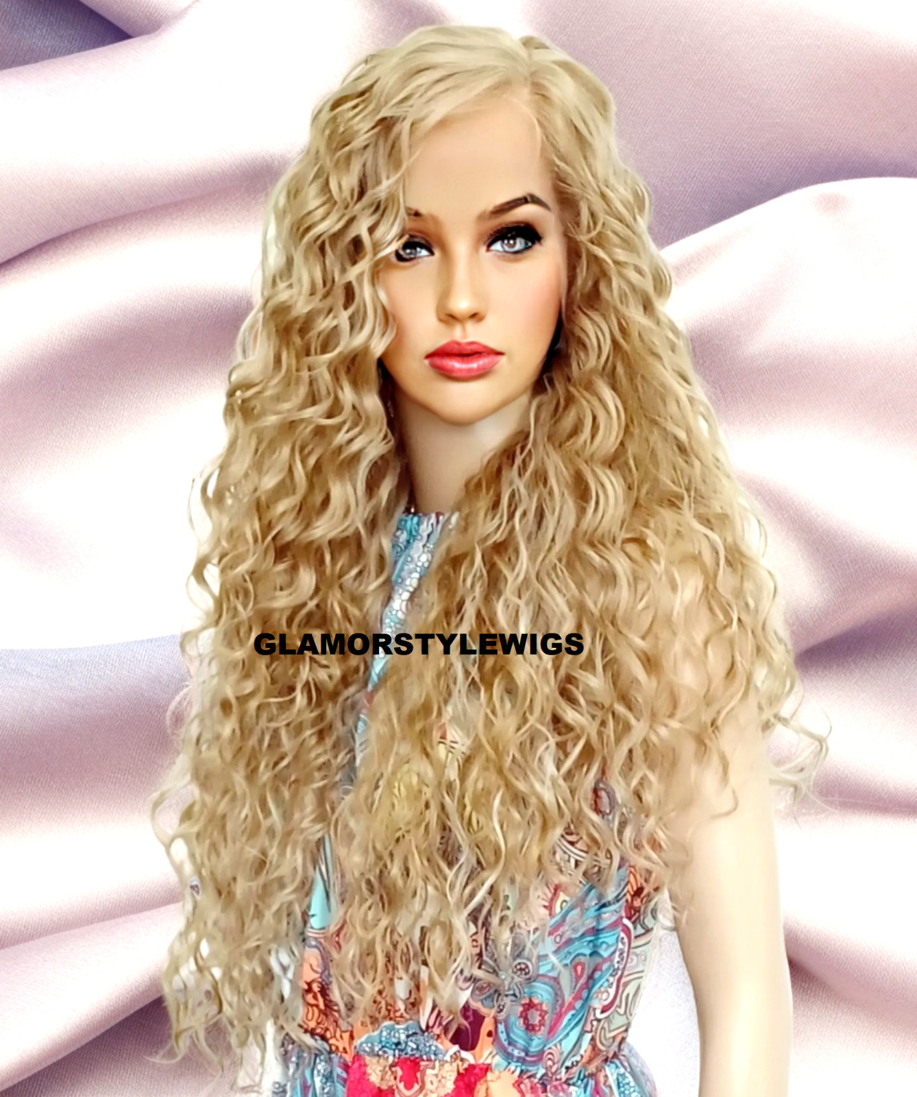 34″ LACE FRONT FULL WIG LONG LAYERED WAVY MEDIUM BLONDE MIX HEAT OK NEW