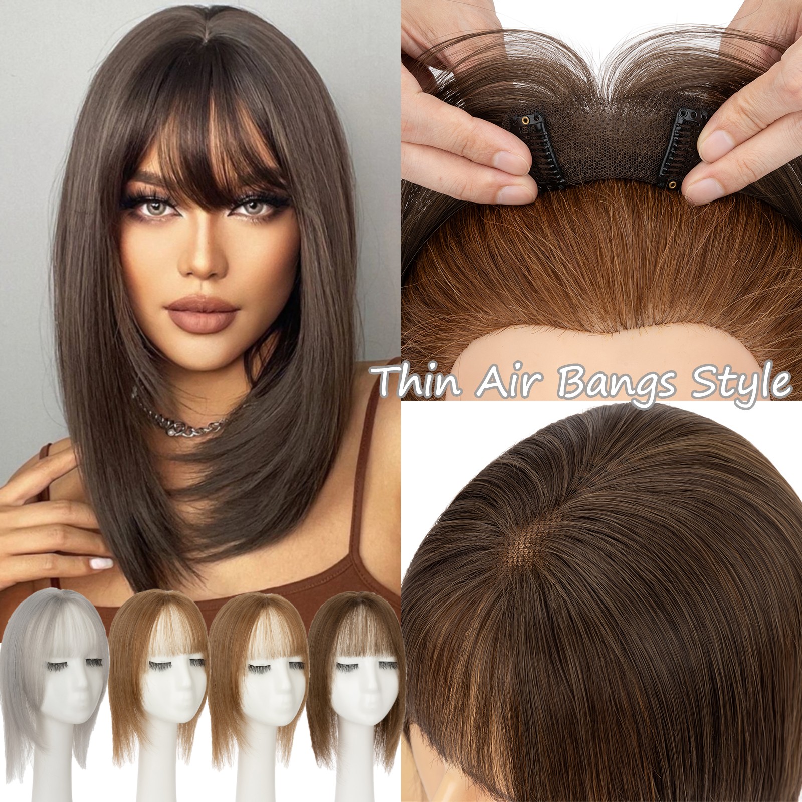 Women Hair Toppers Top Pieces Toupee Lace Base 100% Remy Human Hair Blonde Bangs