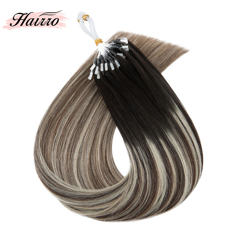 Thick Micro Loop Ring Beads Remy Human Hair Extensions Pre Bonded Double Drawn