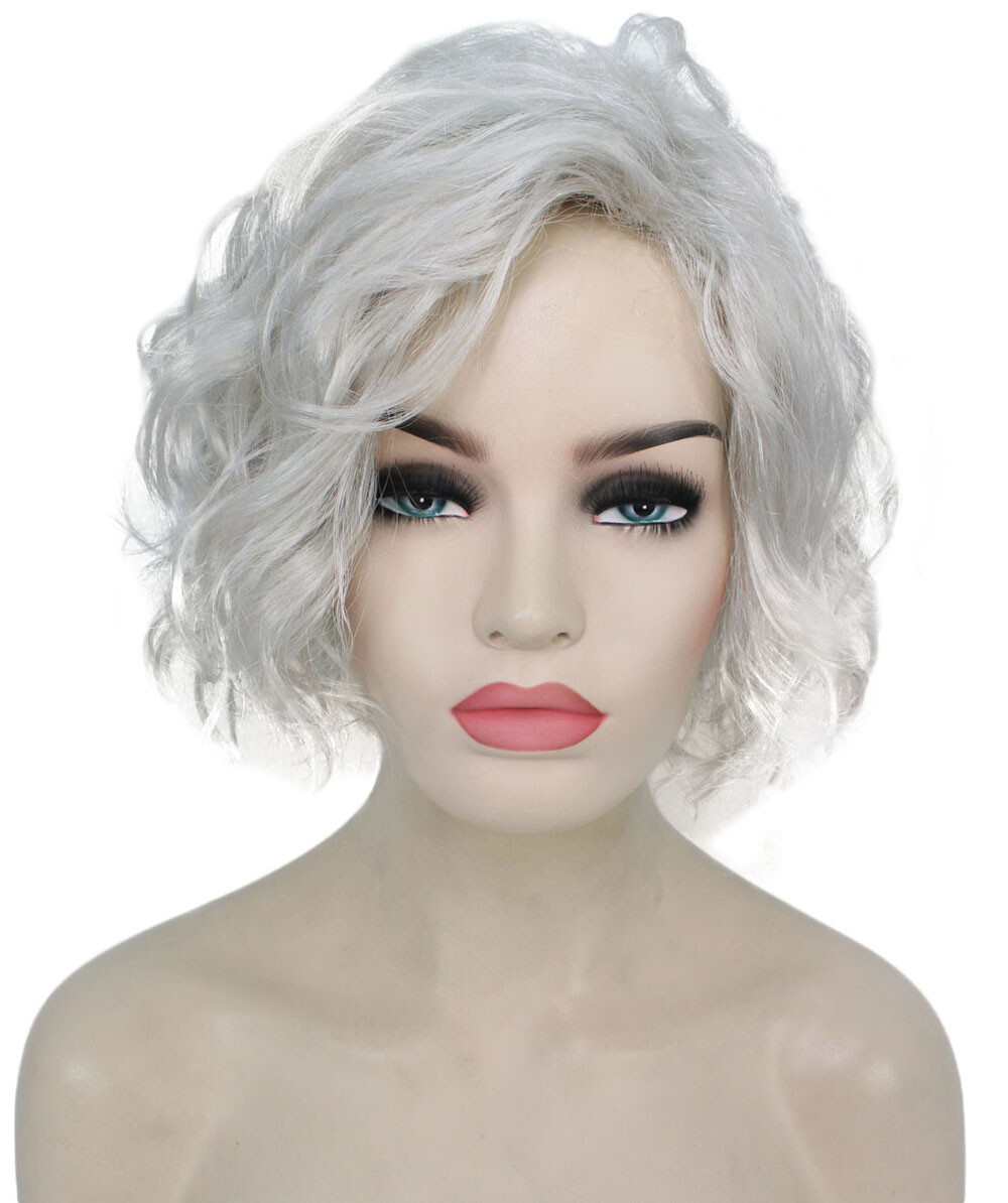 Marlene – Srraight Kanekalon Synthetic Fiber Full Wig, 4-10 in, Silver Grey