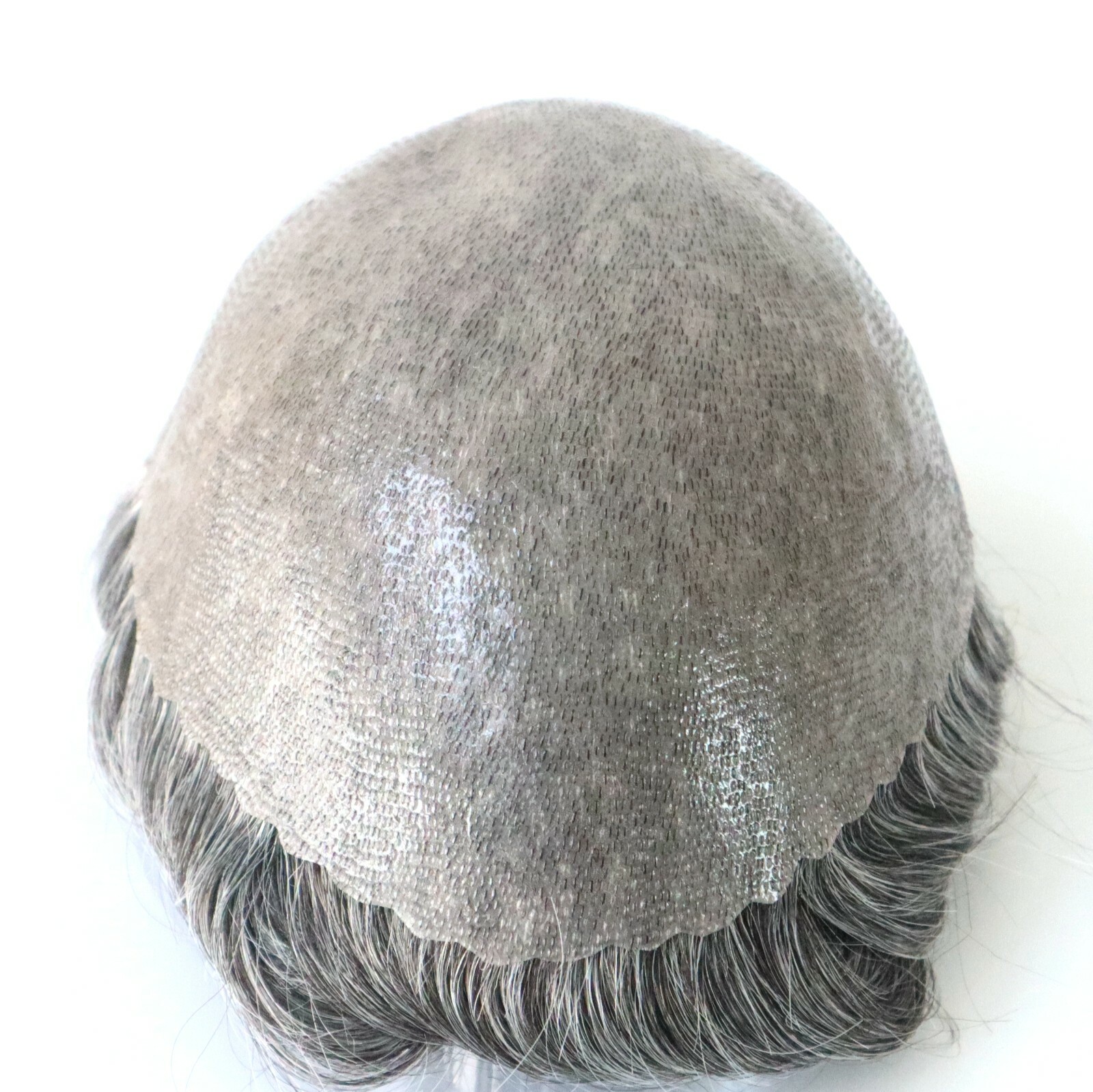 Mens Toupee Hair Replacement System Poly Skin V-looped Human Hairpieces #1B40