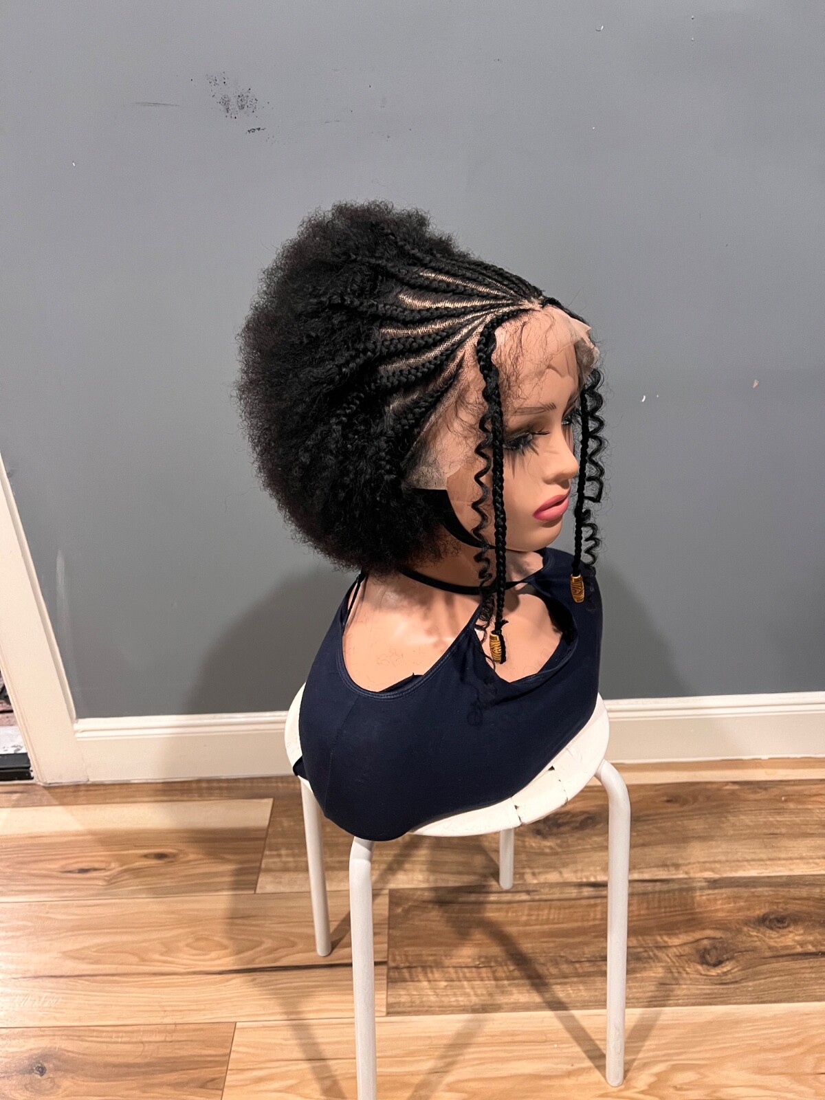 Braided cornrow Afro wig. Human hair wig with baby hair just as pictured.