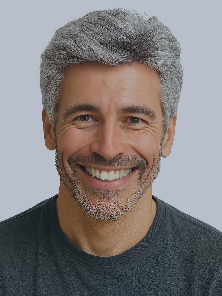 Grey Men’s Wig,Old Man Wig Side Part Heat Resistant Natural Layered Synthetic…