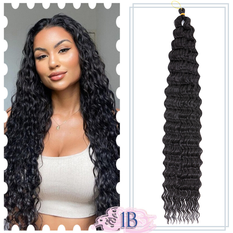 28″ Long Thick Water Wave Hair Extensions Crochet Braids Deep Curly Ocean Weave