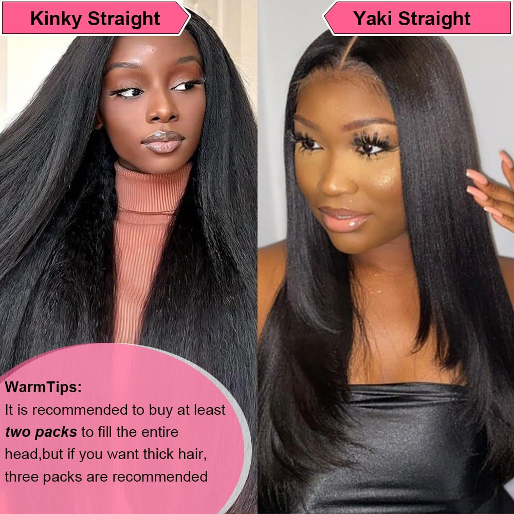 20″ Yaki Straight Clip-In Hair Extensions – Remy Human Hair #1B Natural Black