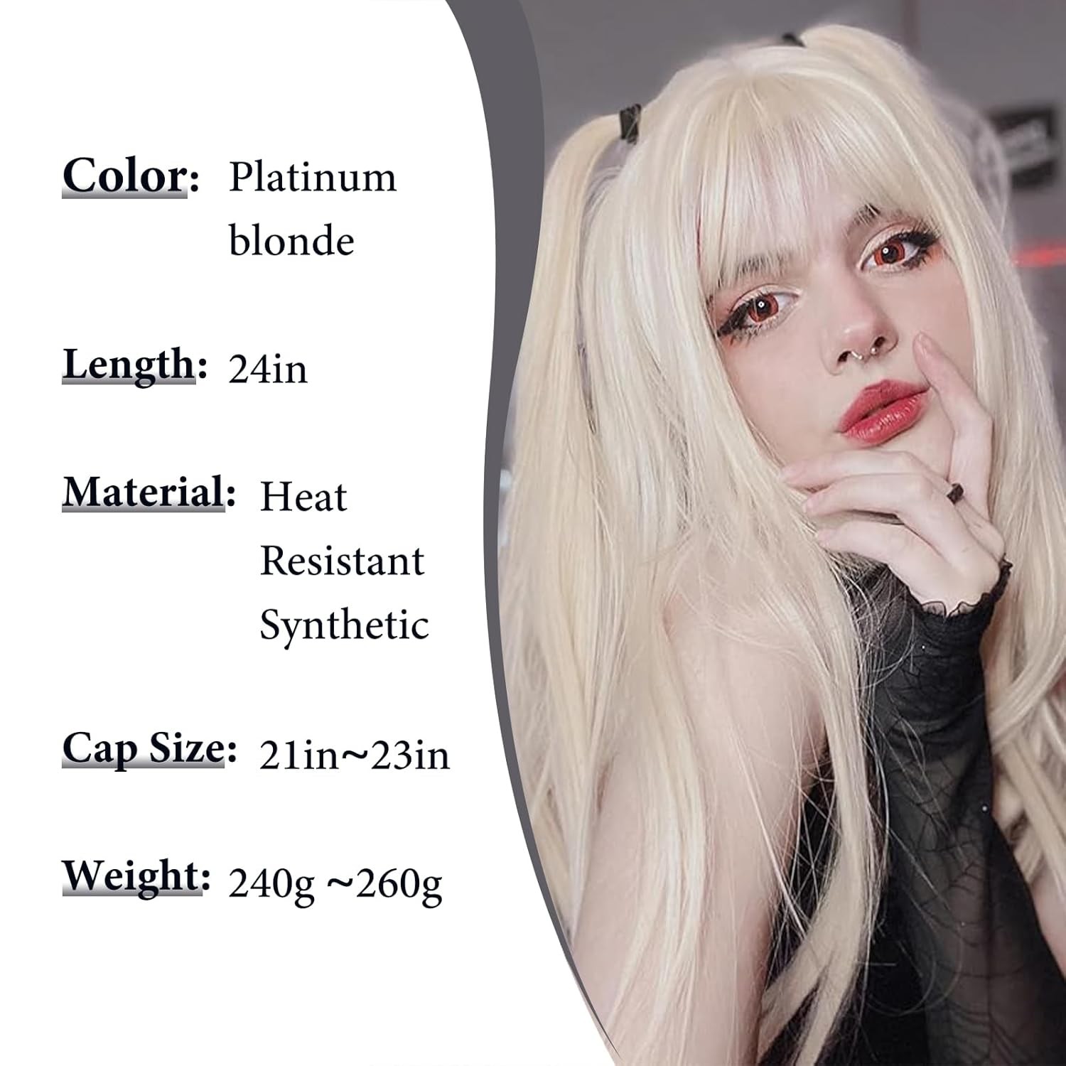 Bleach blonde Heat Resistant Hair Long Straight Costume Wig With Bangs