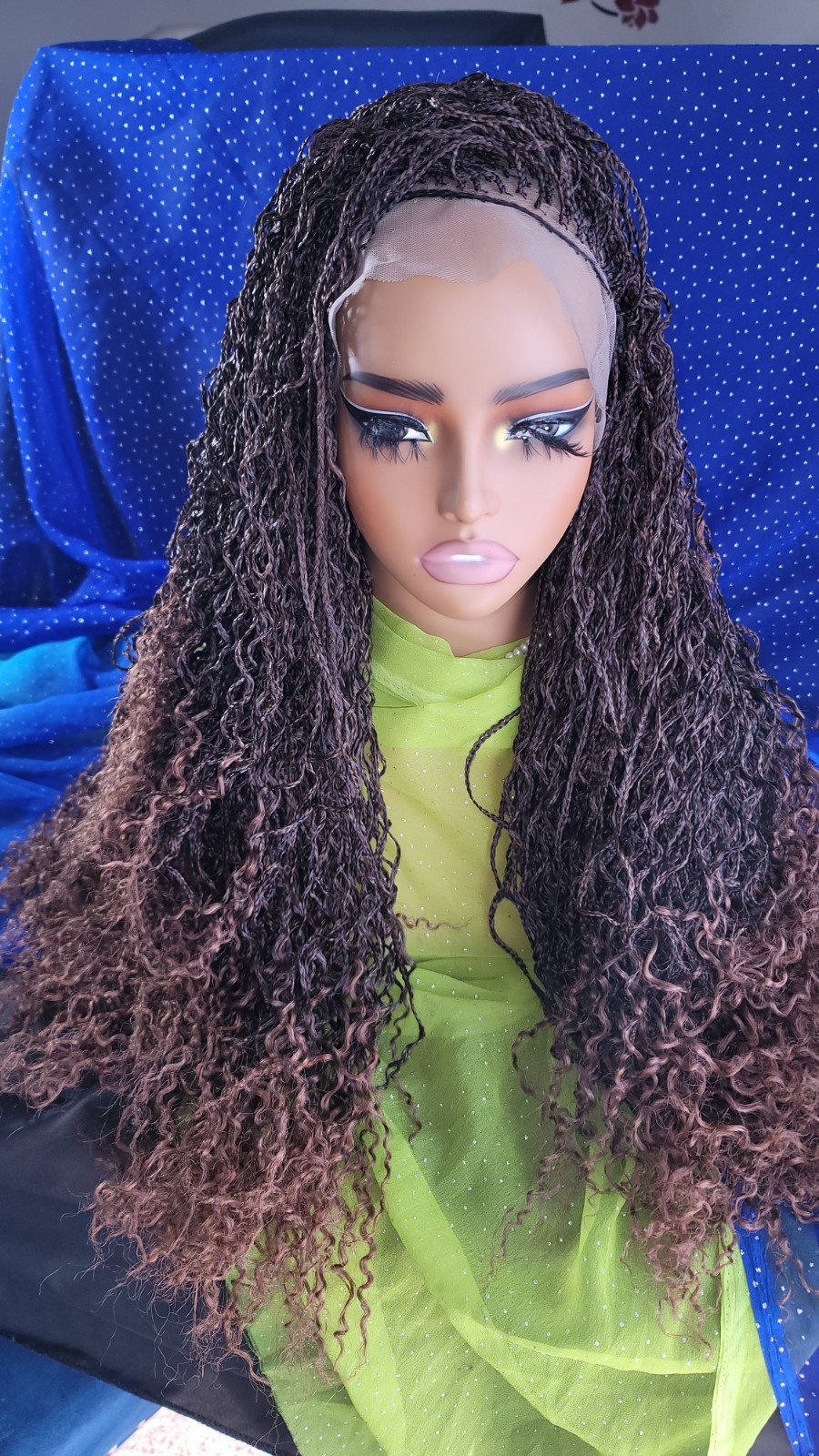 Braided Wig Micro Boho Braids 2/30 Ombre Handmade Full Lace Glueless 26″ Long