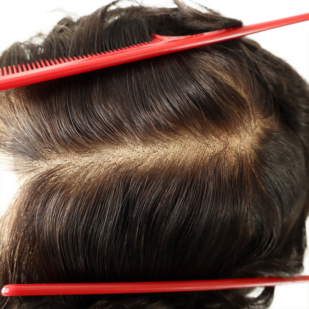 Swiss Lace Toupee For Men Human Hair Replecement System Natural Gent Hairpieces