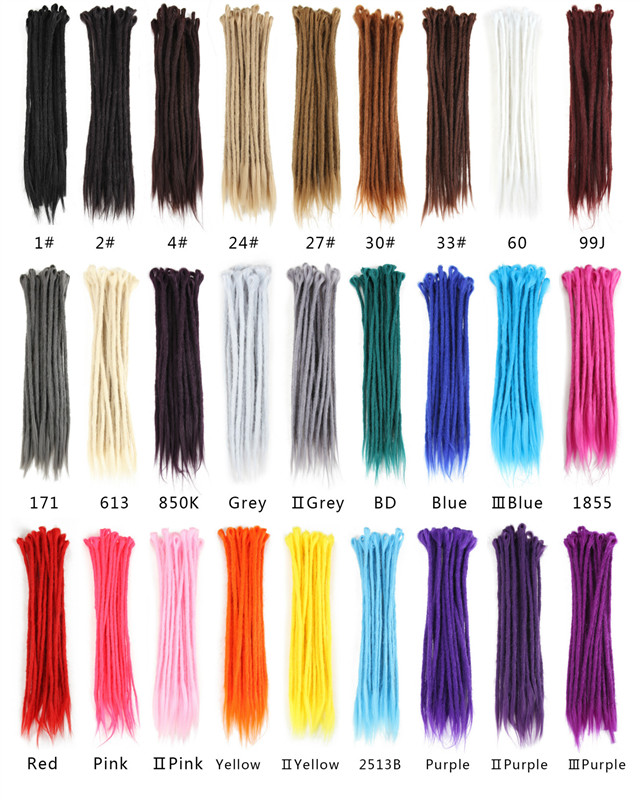Fashion Dreadlock Hair Extensions 50cm 5pcs 25gr Pencil Thin 79colors Women Men