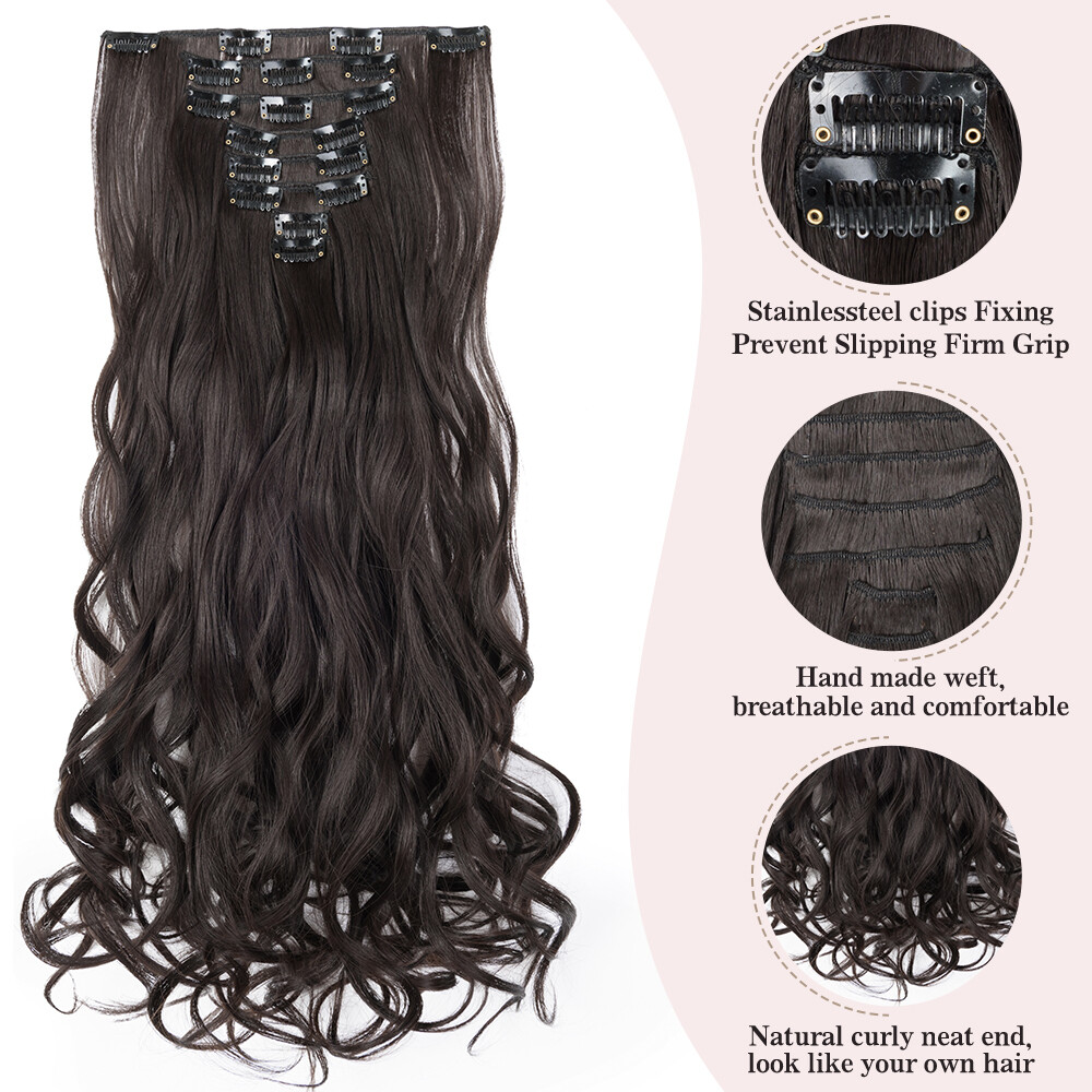100% as remy human Hair Long Full Head Clip in on Hair Extensions Thick Ombre US