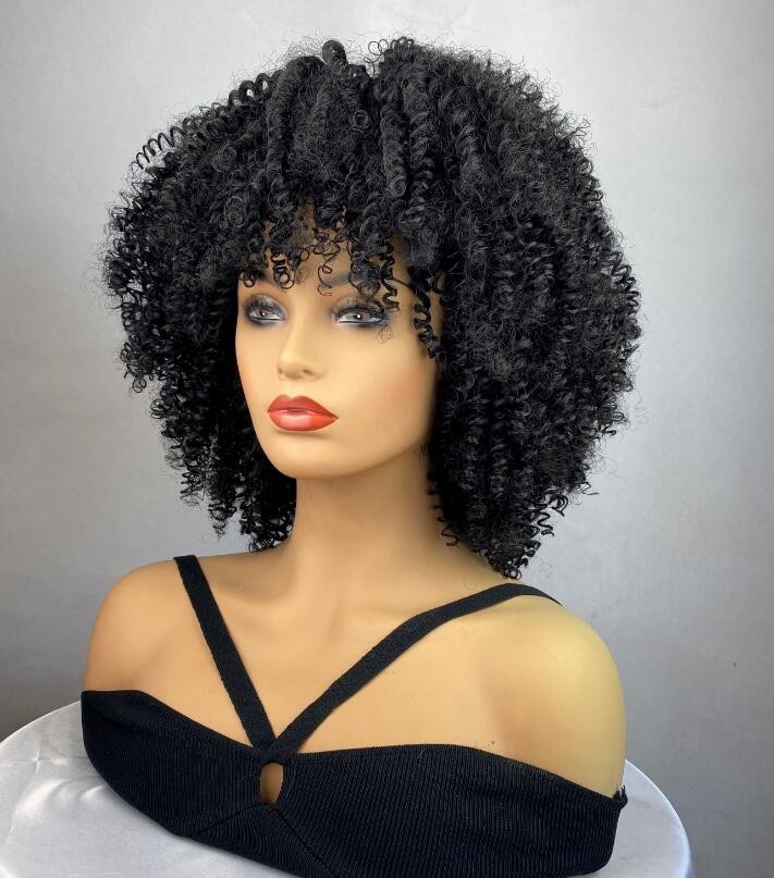 Afro Kinly Curly Synthetic Hair Wigs For African American Black Women